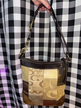 Coach Signature C Patchwork Hobo Crossbody Bag Y2K 2007